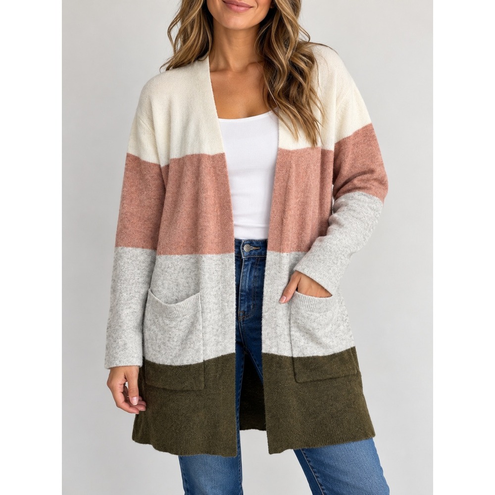 Madewell M6284 Colorblock Long Cardigan Wool Alpaca Blend Large